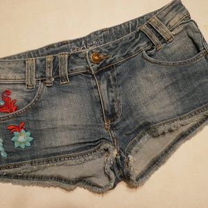 Embroidered Jean Shorts